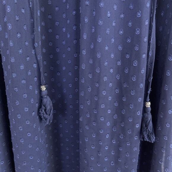 Daniel Rainn Swiss Dot Lace Embroidered Halter Maxi Dress Blue Womens Small - Picture 3 of 8